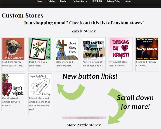 printscreen of Custom Stores Page