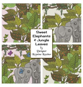 Sweet elephants and jungle leaves craft supplies collection on Zazzle