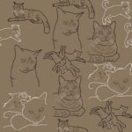 Brown paper - cats line art
