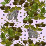 Elephants and leaves lavender