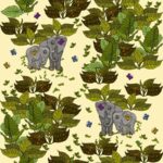 Elephants and Leaves pastel yellow