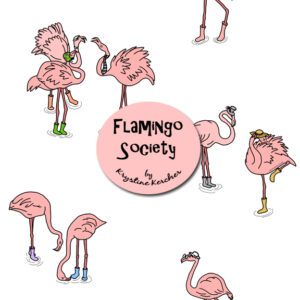 Flamingos society on white