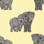 elephants pastel yellow