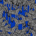 Sociable Zebras on electric blue