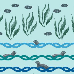Seals Seaweed Waves - aquatic, sea life - on Aqua