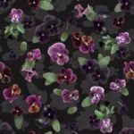 Moody Violas fabric on charcoal