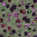Moody Violas fabric: lush hosta