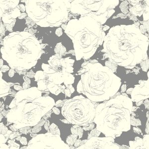 creamy yellow roses on pewter grey