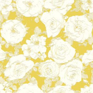 Creamy yellow roses on lemon yellow