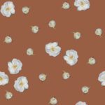 Tiny white roses on Burnt Umber (brown)